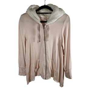 Lemon Vanilla Cream Sherpa Lined Zip Up Hoodie Jacket NWT‎ LL-0012 Pink Large